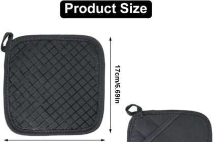 2 Pezzi Presine in Silicone e Cotone, 17×17cm Presine con Tasca, Resistente Calore Presine da Cucina, Presine Set, Antiscivolo, Lavabili, Riutilizzabili, per Cucinare e Cuocere Accessori da Cucina