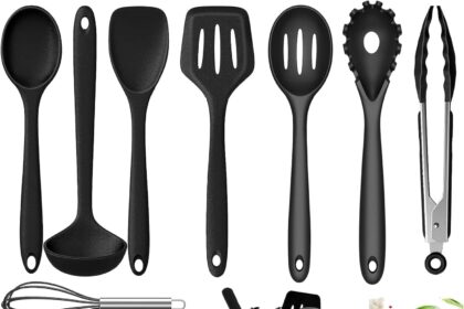 Omtofo Utensili Cucina Silicone, 13 Pezzi Set Utensili Cucina, Resistente al Calore Antiaderenti Utensili da Mestoli Cucina in Silicone Kit Cucina Utensili da Cucina, Lavabile In Lavastoviglie