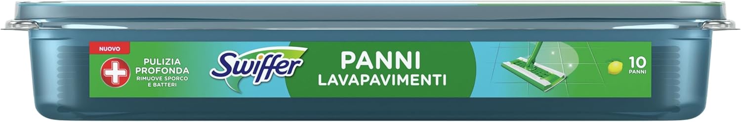Swiffer Panni Umidi Per Scopa Lavapavimenti Con Profumo Limone x10, Per Una Pulizia Semplice e Rapida