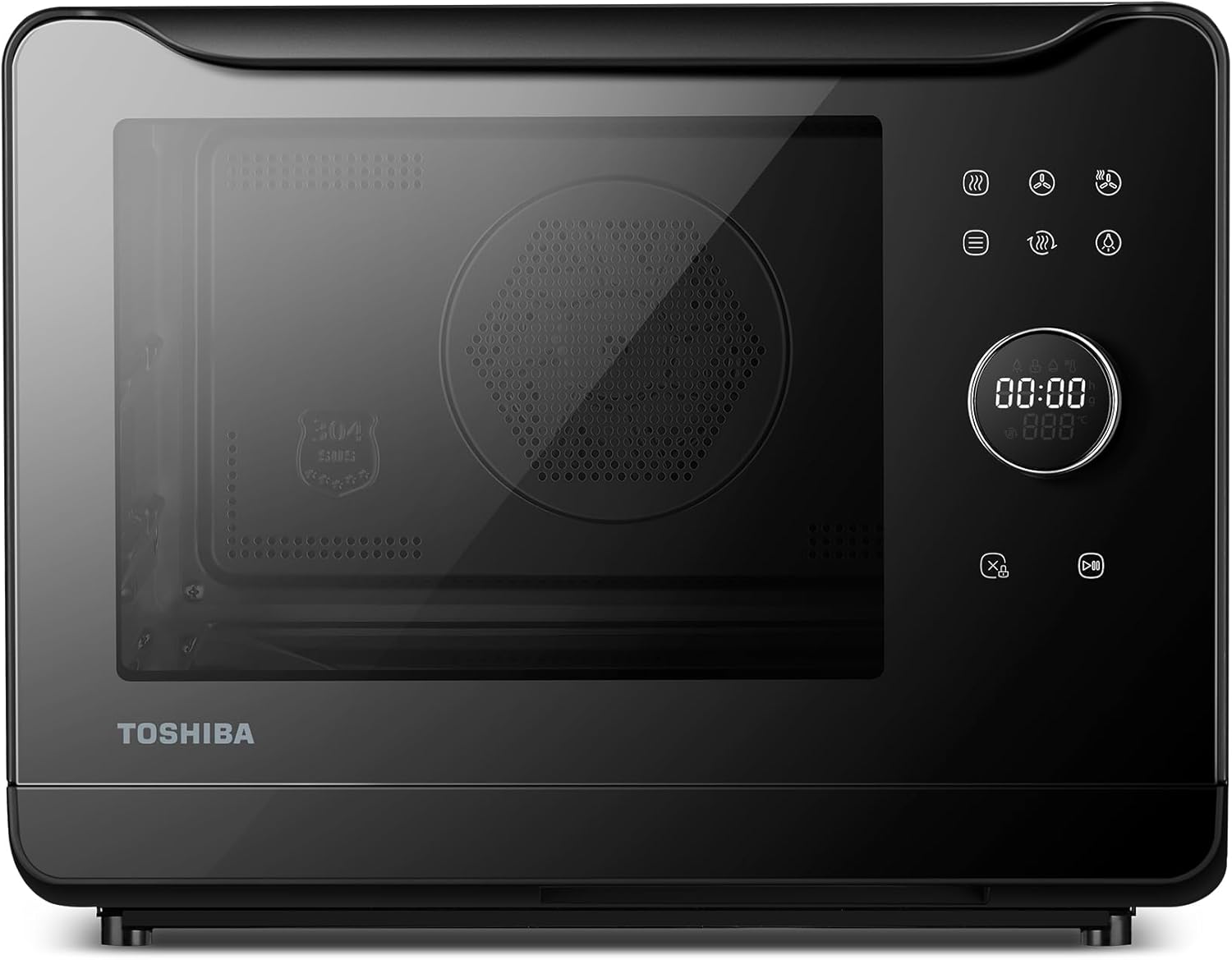 TOSHIBA MS2-TQ20SE(BK) Forno Combinato a Vapore 6 in 1, 20 Litri, Multifunzione, Air Fry, 1500W Convezione, 2250W Combinato, 40 Programmi Automatici, 3 Modalità di Vapore, Facile da Pulire, Nero