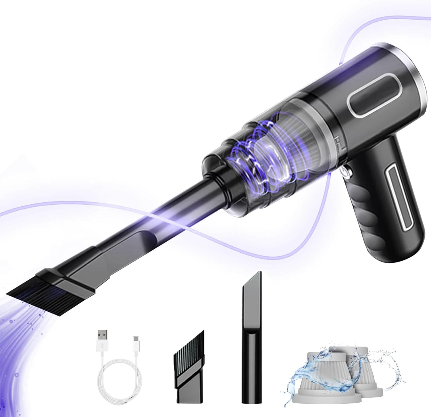 TRADEWAVE Mini Aspirapolvere Senza Fili Nero, Aspirapolvere Portatile Potente E Piccolo - Aspirapolvere Auto Dust Cleaner - Aspirabriciole Senza Fili Per La Casa - Aspirapolvere Tavolo, Aspirabriciole