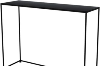 Tavolo Alto e Stretto Dietro il Divano, Consolle Nera, Tavolo Da Ingresso Quadrato In Ferro Tavolo Da Portico Per Soggiorno Negozio Di Fiori Da Balcone, Tavolino Da Divano(Size:120*25*80CM,Color:nero)