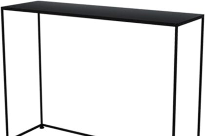 Tavolo Alto e Stretto Dietro il Divano, Consolle Nera, Tavolo Da Ingresso Quadrato In Ferro Tavolo Da Portico Per Soggiorno Negozio Di Fiori Da Balcone, Tavolino Da Divano(Size:120*25*80CM,Color:nero)