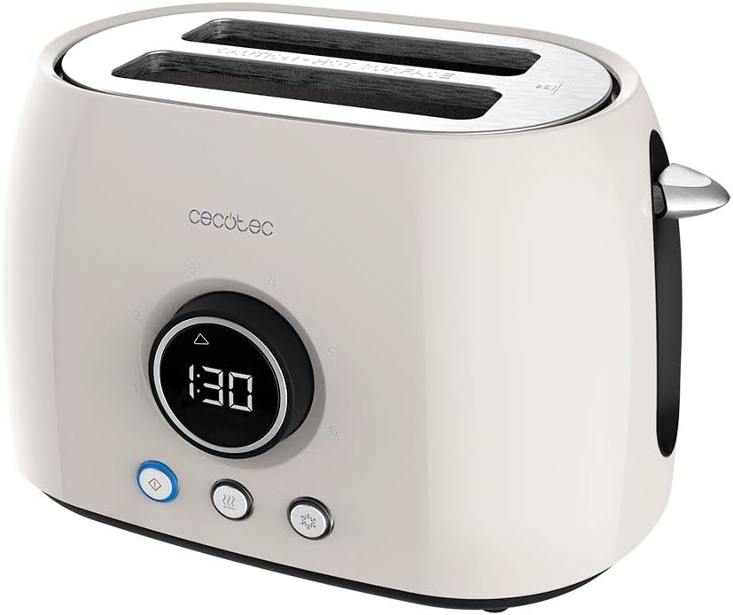 Cecotec Tostapane digitale ClassicToast 8000 Beige Double. 800W, display digitale, 2 slot, 3 funzioni predefinite, 6 livelli di potenza