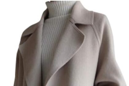 NHNKB Trench Coat Donna Lungo Nero Trench Coat Donna Elegante Cappotto Lungo Oversize Cashmere Cintura in Lana Misto Da Donna, Trench Giacca Outwear Donna Cappotto Patchwork Elegante, bianco, M