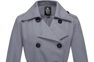 Wantdo Cappotto Primaverile da Donna Doppiopetto Lungo Trench Antivento Idrorepellente Leggera Casuale Giubbotto con Cintura Slim Fit