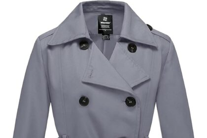 Wantdo Cappotto Primaverile da Donna Doppiopetto Lungo Trench Antivento Idrorepellente Leggera Casuale Giubbotto con Cintura Slim Fit