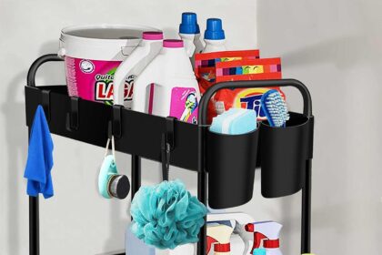 Wholede Organizer Cucina, Salvaspazio Accessori Cucina, Portaspezie con 4 Ganci e 2 Tazze, Organizzatore da Appoggio