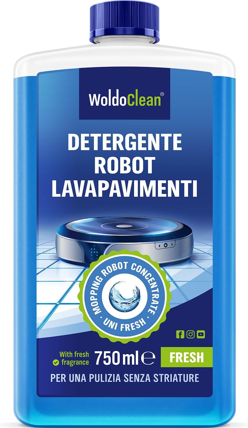 WoldoClean Detergente per pavimenti per robot 750ml - compatibile con Tutti i Robot