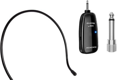 XIAOKOA Wireless Microfono,UHF Microfono Senza Fili, 50 m Di Trasmissione Wireless,Archetto e Palmare 2-in-1,per Guida Turistica/Insegnamento/Promozione/Discorso