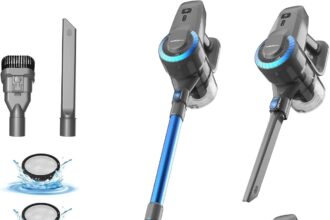 YISORA Aspirapolvere Senza Fili Scope elettriche Batteria da 2200 mAh Fino a 40 Minuti di autonomia, Potente aspirapolvere Portatile per Pavimenti duri
