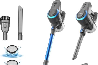 YISORA Aspirapolvere Senza Fili Scope elettriche Batteria da 2200 mAh Fino a 40 Minuti di autonomia, Potente aspirapolvere Portatile per Pavimenti duri