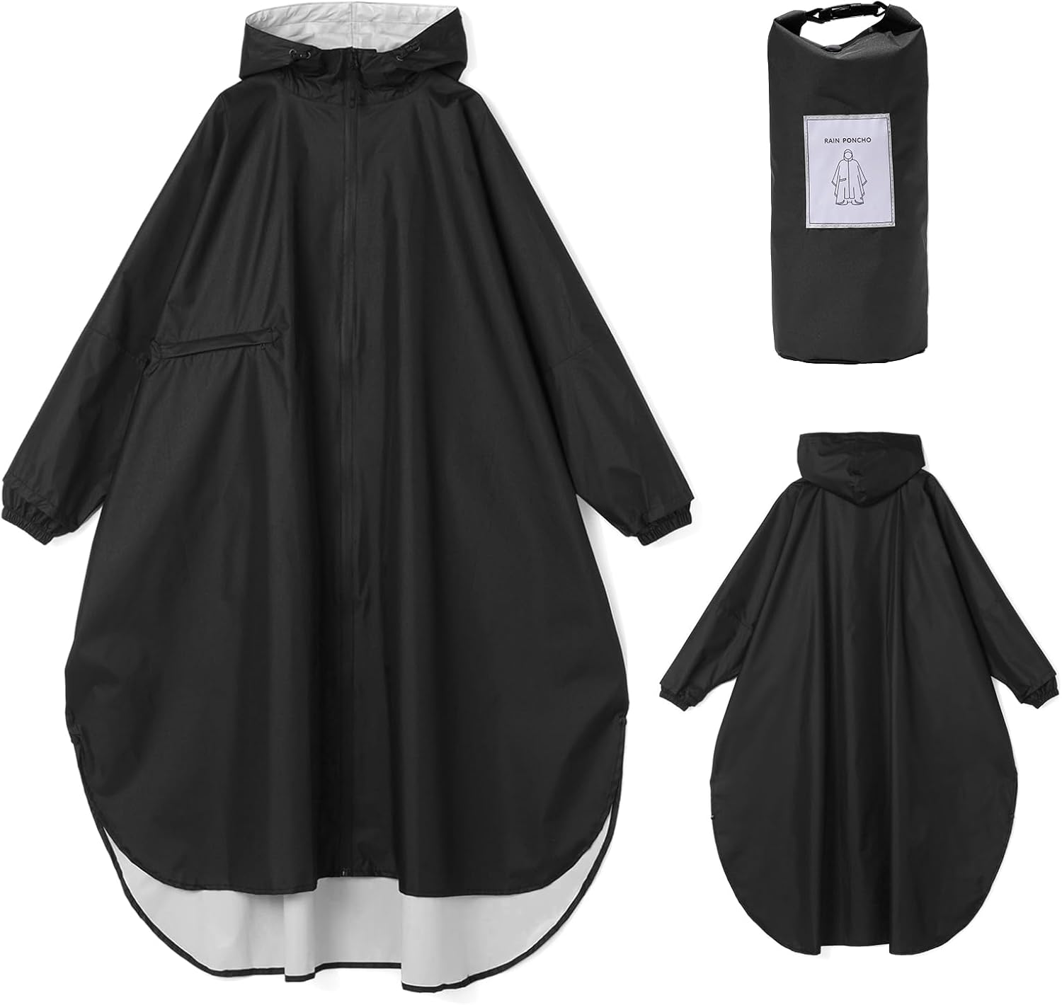 Ynport Crefreak Cappotti Antipioggia Lunghi Impermeabili da Donna Poncho Antipioggia Leggero Ripiegabile Abbigliamento Antipioggia con Cappuccio Giacca a Vento con Maniche e Tasca