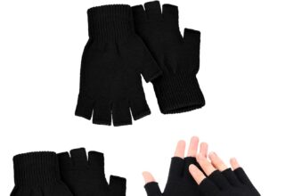 ZOCONE 2 Paia Guanti Senza Dita, Guanti Invernali Guanti Mezze Dita Lavorati a Maglia Guanti Senza Dita per Lavorati per Uomo Donna Caldi Elasticizzati Guanti Senza Dita per Adulti Bambini