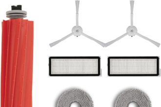 (9 Pezzi) QRevo S Ricambi per Aspirapolvere Robot Roborock Qrevo Pro, Qrevo MaxV, QRevo Plus, 1 Spazzola a Rullo, 2 Spazzole Laterali Bianche, 2 Sacchetti Antipolvere, 2 Filtri HEPA, 2 Panni per Mocio