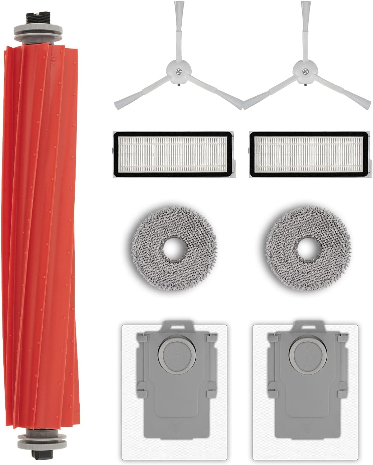 (9 Pezzi) QRevo S Ricambi per Aspirapolvere Robot Roborock Qrevo Pro, Qrevo MaxV, QRevo Plus, 1 Spazzola a Rullo, 2 Spazzole Laterali Bianche, 2 Sacchetti Antipolvere, 2 Filtri HEPA, 2 Panni per Mocio