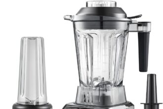 AMZCHEF 2000W Frullatore 2-IN-1 | ①Frullatore da 1,85 litri con 6 lame | ②Mini Smoothie Maker 600ml con Coperchio | Frullatore Tritatutto Multifunzione (Modello: ZM5003)