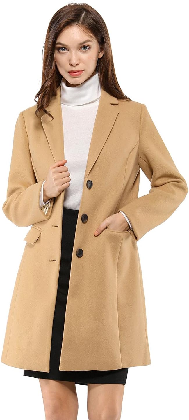 Allegra K Cappotto Basic Reefer Donna