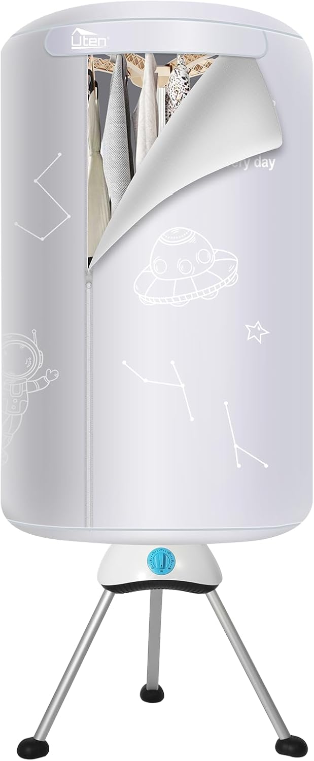 Asciugatrice Elettrica, 1000 W da Asciugatrici a Pompa di Calore, Asciugatrice con Tempismo, Asciugatrice a Riscaldamento a 2 Strati, adatta per Domestico Lavanderia in Appartamento, 140 cm-Grigio
