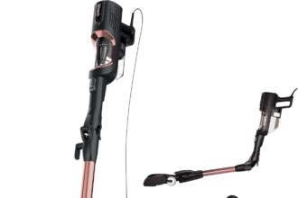 Shark Aspirapolvere con Filo da 10m, Senza Sacco, Tecnologia Antigroviglio, DuoClean per Tutti Pavimenti e Tappeti, Rimuove Peli e Capelli dalla Spazzola Mentre Pulisce, Oro Rosa/Nero, HZ500EUT