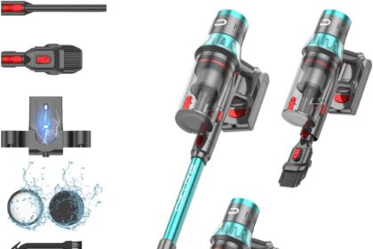 Dsoope YU7 Aspirapolvere senza Fili 580W 47KPa 70 Minuti, Scopa Elettrica senza Filo Potente con Touchscreen Intelligente, Stare in Piedi da Solo, Anti-Groviglio per Pavimenti Tappeti