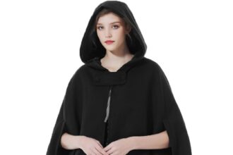 BEAUTELICATE Donna Mantello con Cappuccio Inverno Misto Lana Cappotto Medievale Robe Lungo Poncho Giacca con Giromanica per Cosplay Halloween Costume Natale Matrimonio