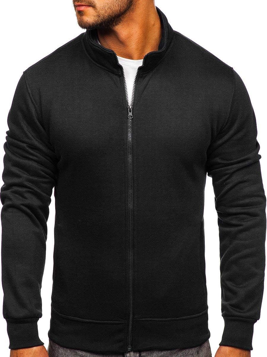 BOLF Uomo Felpa Senza Cappuccio con Cerniera a Zip Maglia Manica Lunga Tempo Libero Sport Fitness Outdoor Basic Casual Style Mix 1A1