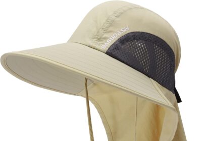 Bassdash Cappello da Sole Unisex UPF 50+ Cappello da Pesca Idrorepellente Tesa Larga con Ampia Protezione del Collo Coda di Cavallo Uomo Donna
