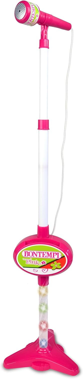 Bontempi | MP3Stage Mic - Microfono da Palcoscenico con Connessione MP3 per Performance Versatili, con Effetti Luminosi e Vano Porta Smartphone, Rosa, 40,9x19,5x6,4 cm