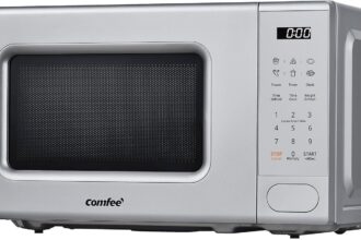 COMFEE' Forno a Microonde Digitale, 700W, 20L, 6 Menù Preimpostati, Express Cook, 11 Livelli di Potenza, Scongelamento, Funzione di Memorizzazione - Grigio - CM-E202CC(GR)