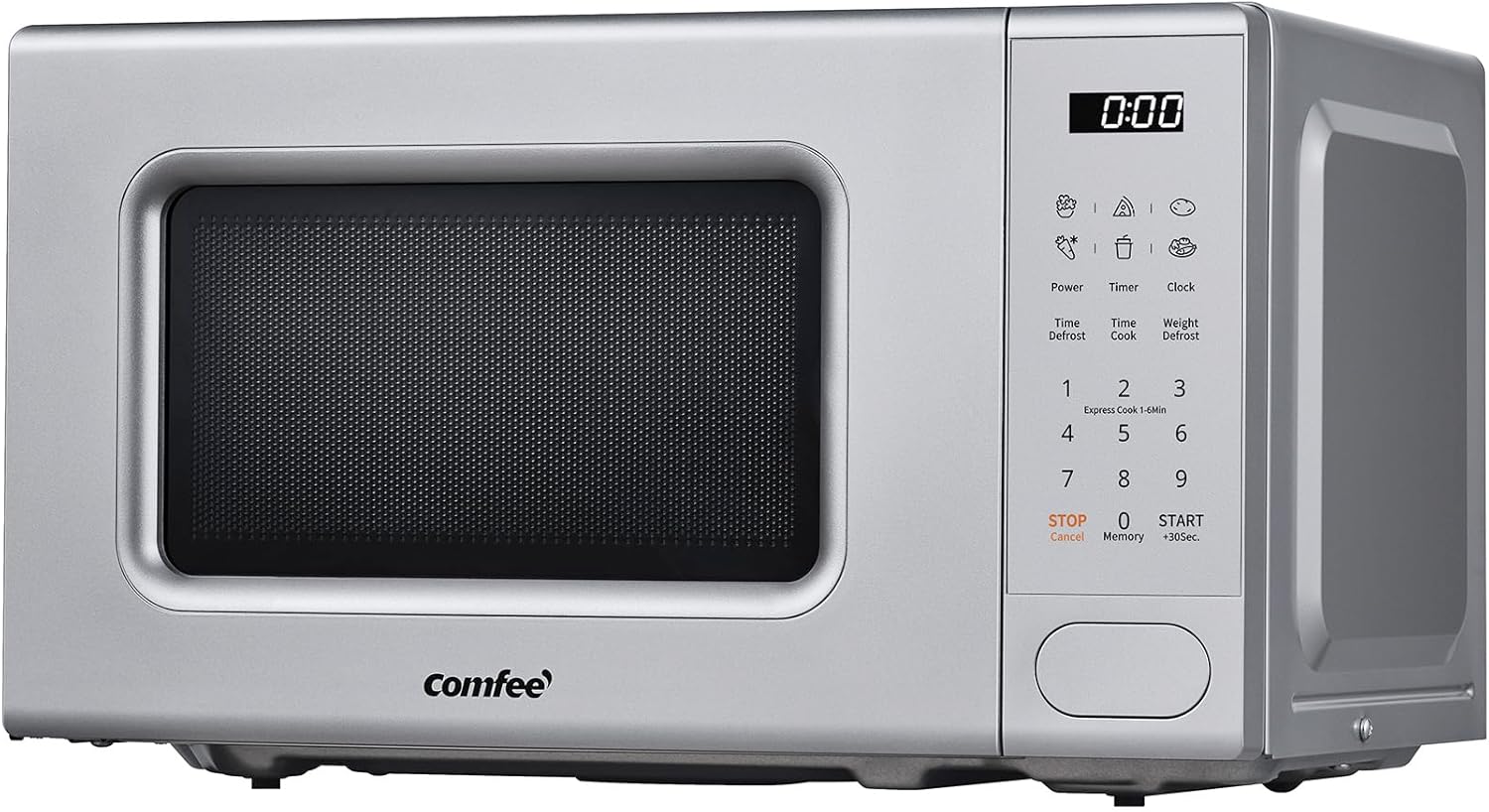 COMFEE' Forno a Microonde Digitale, 700W, 20L, 6 Menù Preimpostati, Express Cook, 11 Livelli di Potenza, Scongelamento, Funzione di Memorizzazione - Grigio - CM-E202CC(GR)