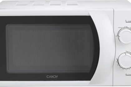 Candy Idea Forno a Microonde 20 Litri, 700W, 6 Livelli di Potenza, Programma Defrost, Timer e Segnale Acustico di Fine Cottura, Libera Installazione, 45,2 x 33,5 x 26,2 cm, Bianco - CMW2070M