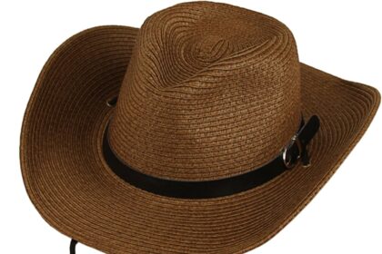 Cappello da Cowboy in Paglia per Donne e Uomini Cappello da Cowboy Occidentale Classico Cappelli da Sole a Tesa Larga Stile Vintage Cappello da Spiaggia per Uomini e Donne