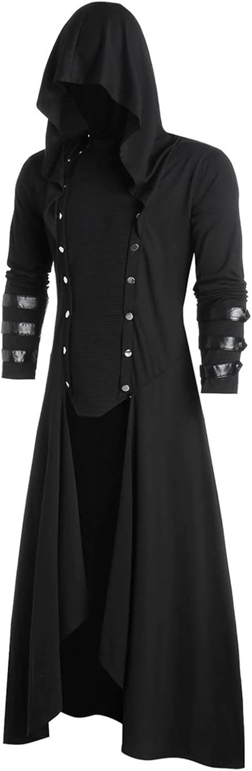 Cappotto gotico da uomo Cappotto Vampiro Uniforme Costumi Cosplay Vintage Steampunk Outwear Giacca a vento Calda Outwear Cappotto Trench Lungo Mens Trench Coat Gotico Medievale Tailcoat Giacca