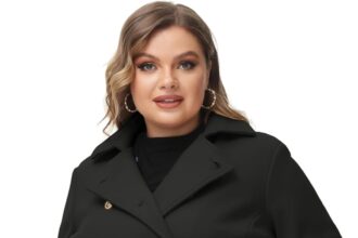 Hanna Nikole Cappotto in lana da donna Cappotto invernale doppiopetto taglie forti con giacca a vento midi a maniche lunghe con cintura tascabile