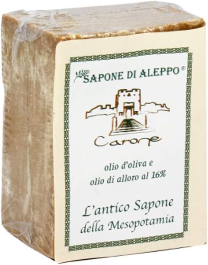 CARONE COSMETIC 1 x 200g Sapone di Aleppo con olio di oliva e 16% di olio di alloro – Sapone Mani – Saponetta Corpo – Sapone naturale – Anche per la detersione del cuoio capelluto - Made in Turchia