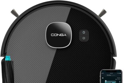 Cecotec Robot Aspirapolvere e Lavasini Conga Eternal Laser Vital. 110 Minuti di Autonomia, 2200 Pa, 3 Livelli di Potenza, Spazzola Multifunzione, 10 Modalità, App, Assistente Virtuale Alexa