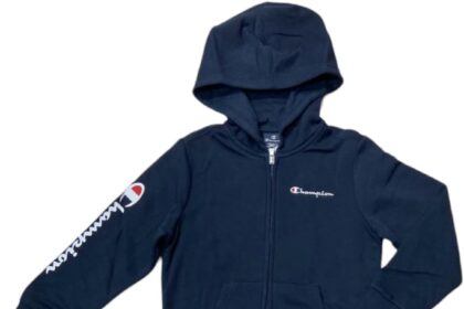 Champion Legacy American Classics B-Maxi-Logo Ultralight Powerblend Fleece Full Zip Felpa con Cappuccio Bambini e Ragazzi