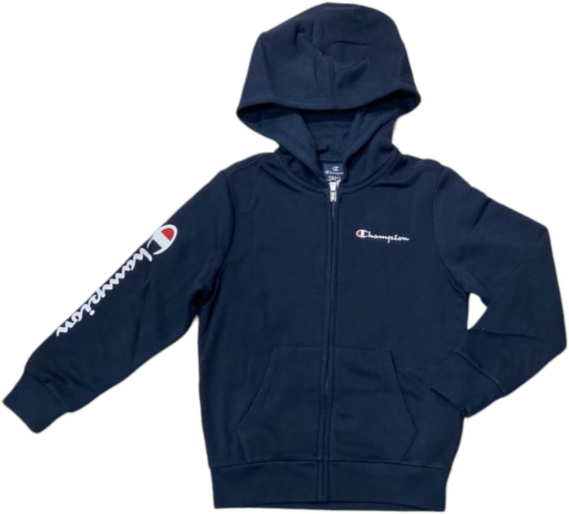 Champion Legacy American Classics B-Maxi-Logo Ultralight Powerblend Fleece Full Zip Felpa con Cappuccio Bambini e Ragazzi