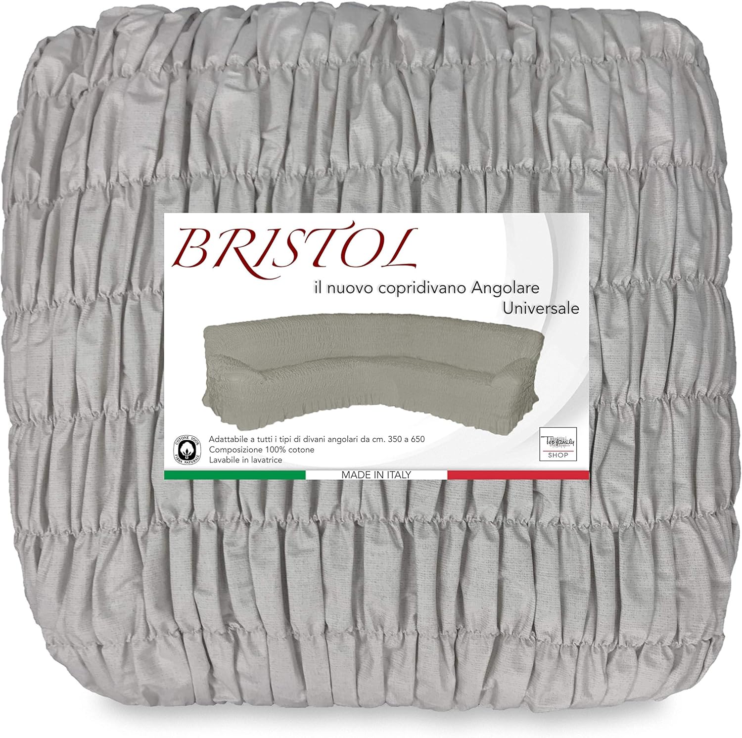 Tex family COPRIDIVANO ANGOLARE Universale Bristol Grigio Tortora Unito
