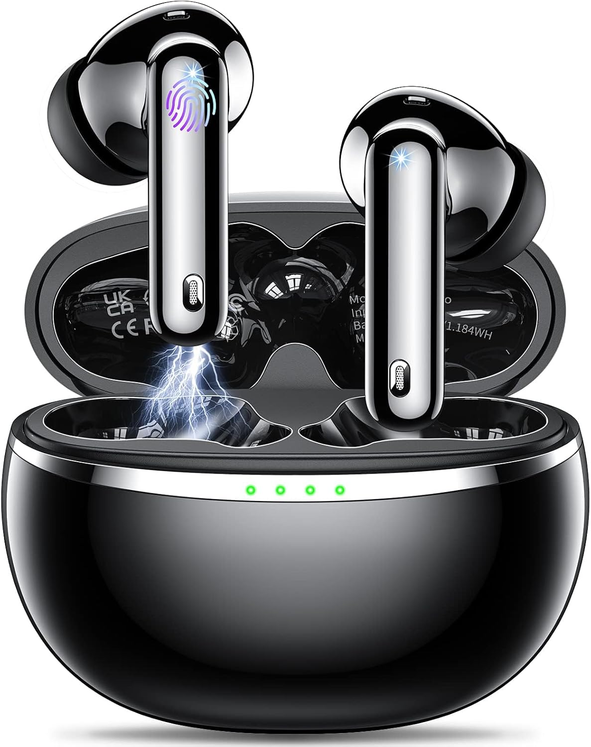Cuffie Bluetooth, Auricolari Bluetooth 5.3 In Ear Sport con 4 HD Mic ENC Cancellazione Rumore IPX6 Impermeabile Hi-Fi Stereo Touch Control 32 Ore USB-C Cuffiette Senza Fili per iOS Android, Nero(2025)