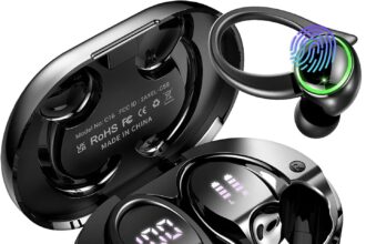 Cuffie Bluetooth 5.4, Auricolari Bluetooth Sport con Stereo HiFi, 50 Ore Cuffie Wireless In Ear Cancellazione Rumore ENC e 4 HD Mic, IP7 Impermeabile Cuffiette Bluetooth, Cuffie Senza Filo LED Display