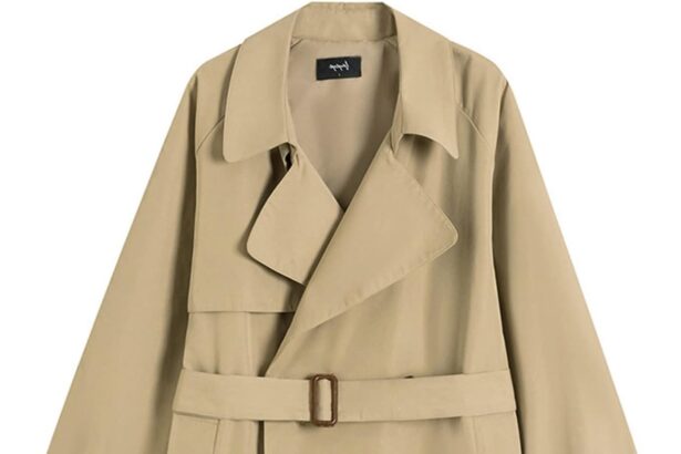 Dawwoti Donne Primavera Doppio Petto Trench Trench Risvolto Giacche Corte con Cinture Allentate Trench In Tinta Unita