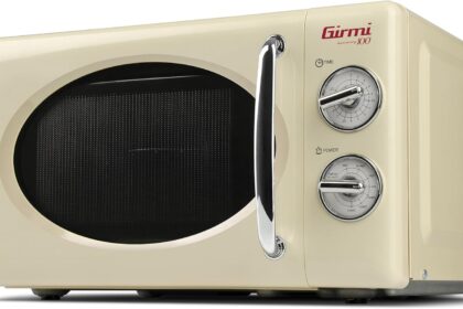Girmi FM21 Forno Microonde Combinato Vintage Design, 20 Lt, 700+800W, Cottura combinata, Timer, Funzione Grill, Timer 30 minuti, Funzione scongelamento, Crema