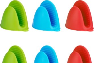 Guanti da Forno in Silicone Mini Presina Presine Cucina Resistenti al Calore per Proteggere Le Dita da Piatti Caldi Ideali per Cucinare da Forno, Piatto e Ciotola 3 Coppie (3 Colori)