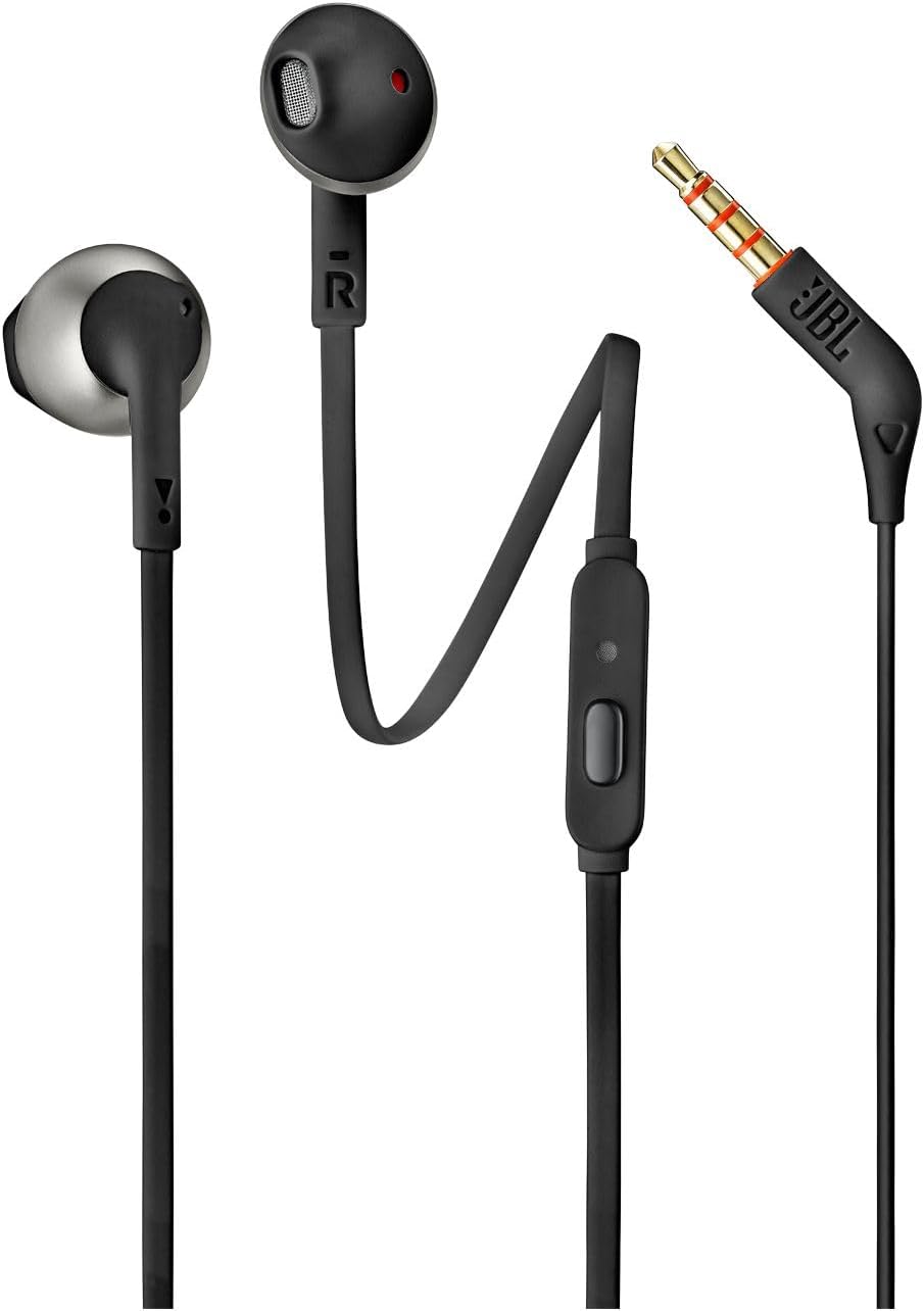 JBL JBLT205BLK Auricolari con Microfono, Nero