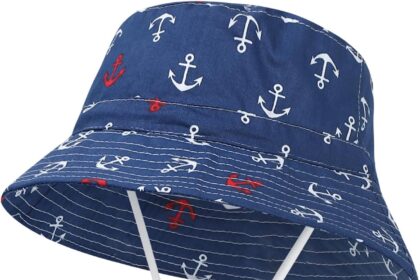 MASOCIO Cappellino Estivo de Sole per Neonato Bambino Cappello Spiaggia Tesa Larga con Sottogola Regolabile