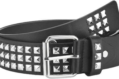 MAXQUU Cintura Unisex Adulto con Borchie Bullet, Accessori Gotici e Punk, Regolabile, 115 cm, Nero