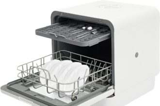 MINRS Lavastoviglie da tavolo, mini lavastoviglie, 4 programmi di lavaggio, Touch Control antibatterico, per appartamenti, dormitori e camper