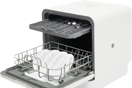 MINRS Lavastoviglie da tavolo, mini lavastoviglie, 4 programmi di lavaggio, Touch Control antibatterico, per appartamenti, dormitori e camper